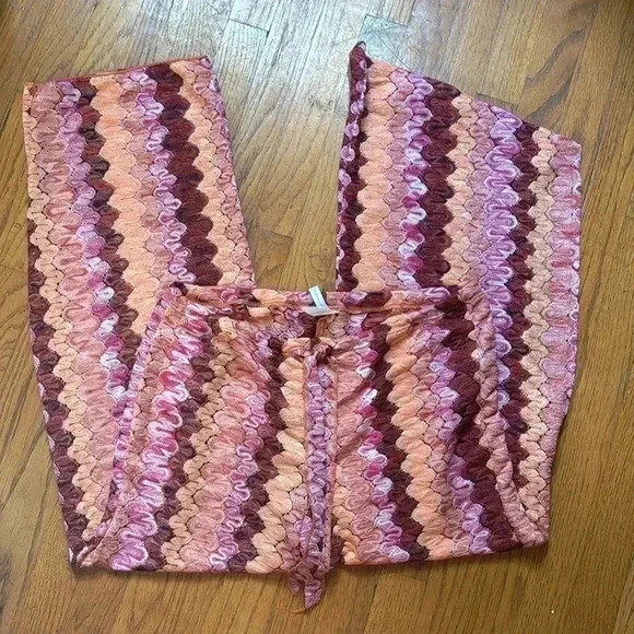 NWOT BECCA Manu Bay Knit Cover Up Pants in Pink Orange Red Medium - Picture 3 of 4